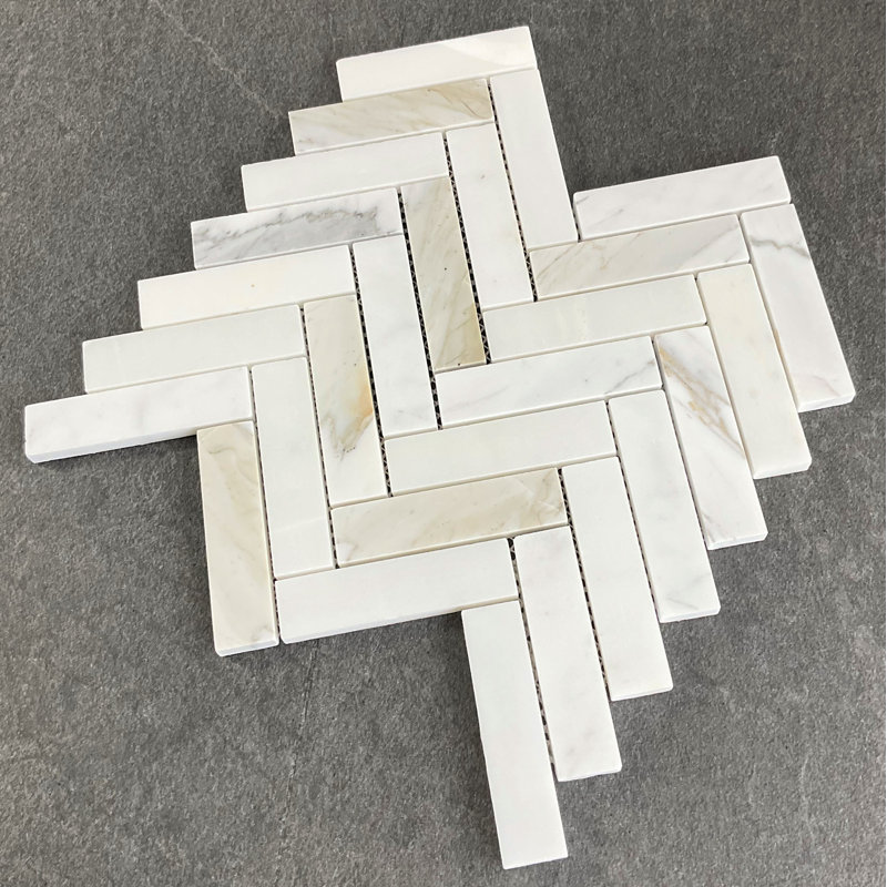 ES Stone 1" x 4" Natural Stone Herringbone / Chevron Mosaic Wall